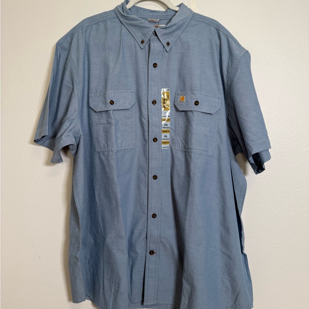 Carhartt original Fit Midweight blue Short Sleeve button down Shirt mens Sz 2X